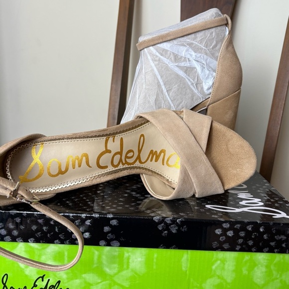 Sam Edelman Beige Suede Heeled Sandals size 10 - Picture 10 of 11